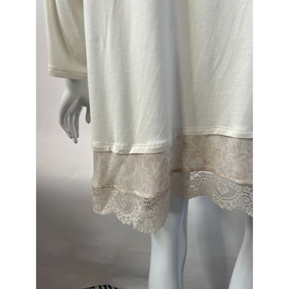 Lori Goldstein LOGO Womens Ivory Tunic Top With Lace Hem Detail Size 1X Soft Str - Picture 14 of 16